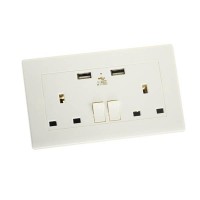 Wholesale White Color Dual Port Usb+2 Uk Wall Socket 5v 2.1a/2.4a Universal Usb Wall Plug Switch Socket With Lid Protection