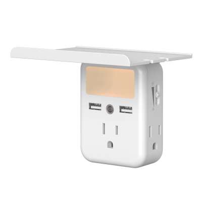 Popular Items Smart Plug Night Light Surge Protector AC Outlet Extender Rack 2 USB Socket Shelf Wall Outlet