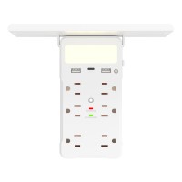 Electrical Socket Shelf 2 Plug Adaptor Outlet Expander USB Quick Charger LED Night Light Wall Outlet