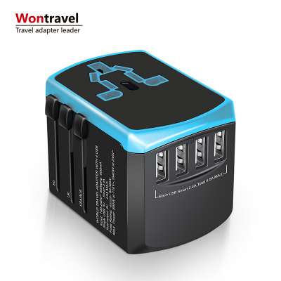 Cell phone charger 4.6A output worldwide multi plug 4 USB adaptor power universal world travel charger adapter